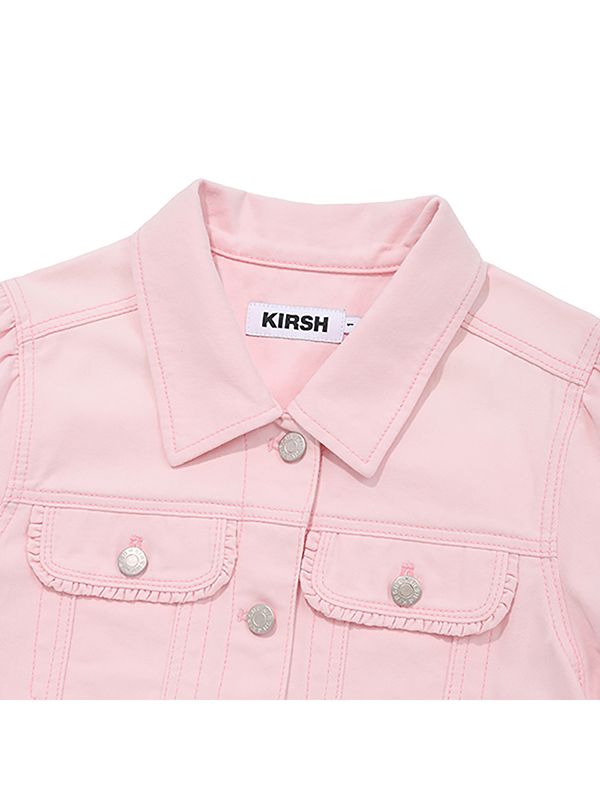 [ KIRSH ]★韓国人気★STRING POINT SHORT SLEEVE DENIM JACKET MUSINSA | KIRSH String Point Short Sleeve Denim Jacket [Salmon]