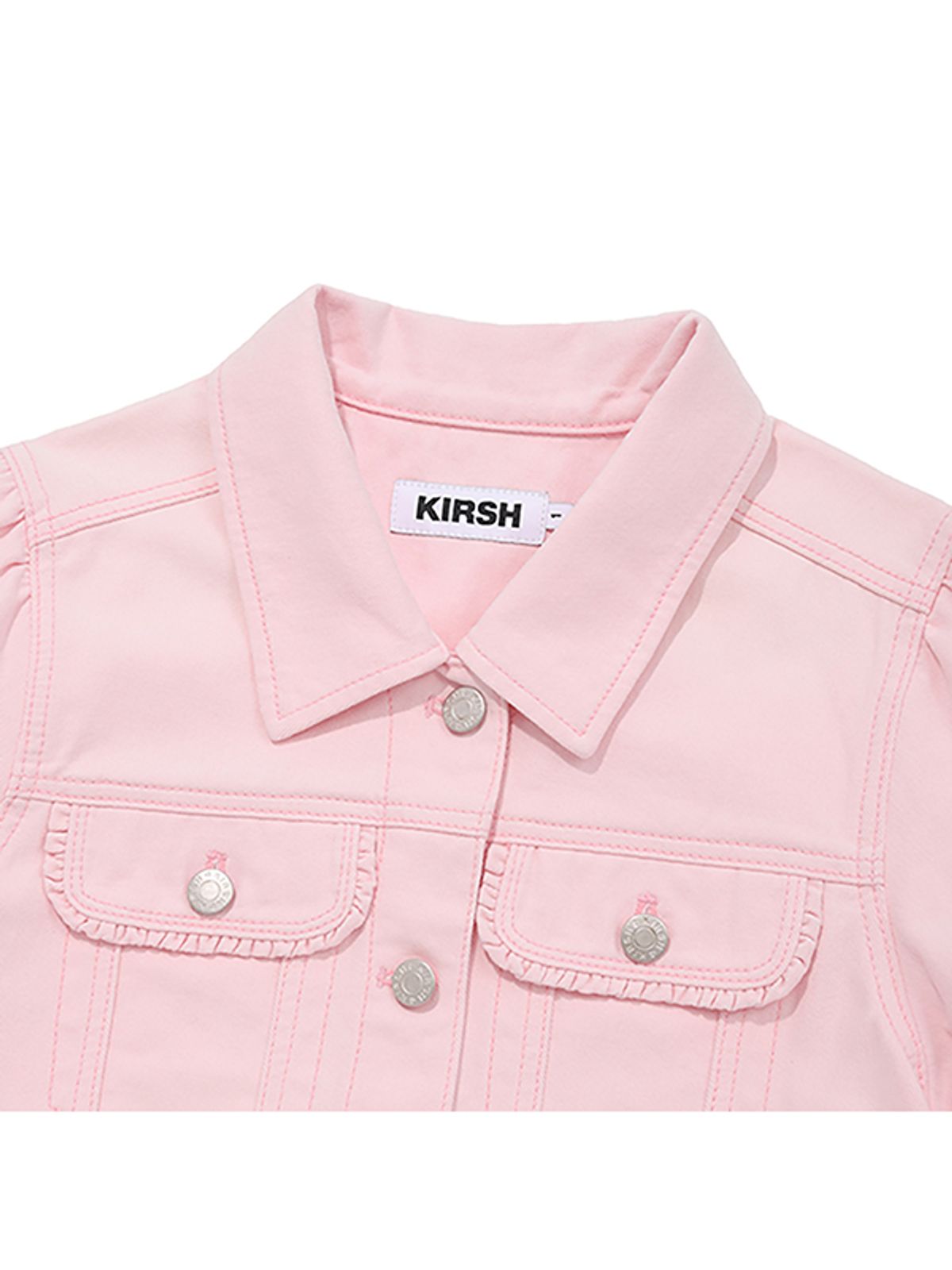 키르시(KIRSH) 스트링 포인트 숏 슬리브 데님 자켓 [살몬]