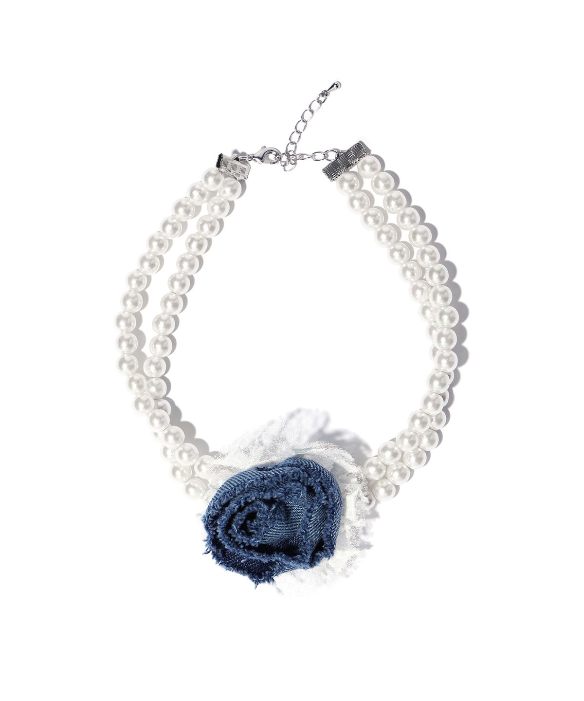 유희(YOUHEE) FLOWER PEARL CHOCKER BLUE