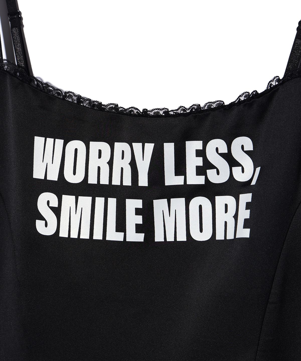유희(YOUHEE) LETTERING SATIN FLARE MINI DRESS BLACK