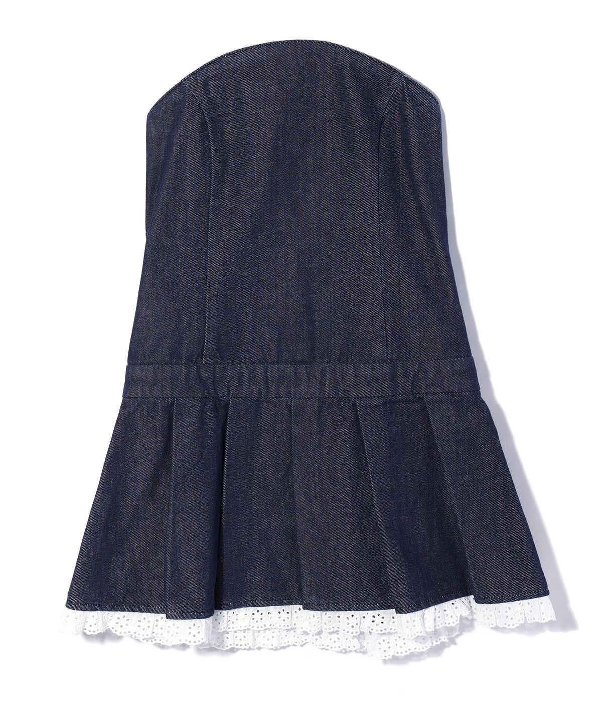 유희(YOUHEE) DENIM TUBE TOP DRESS BLUE