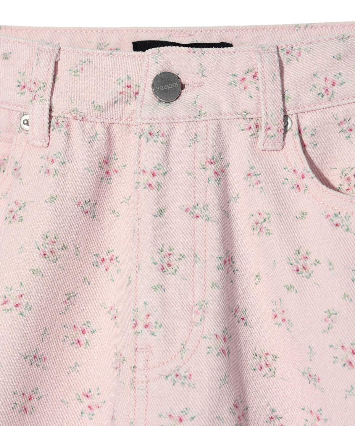 유희(YOUHEE) FLOWER PATTERN DENIM PANTS PINK