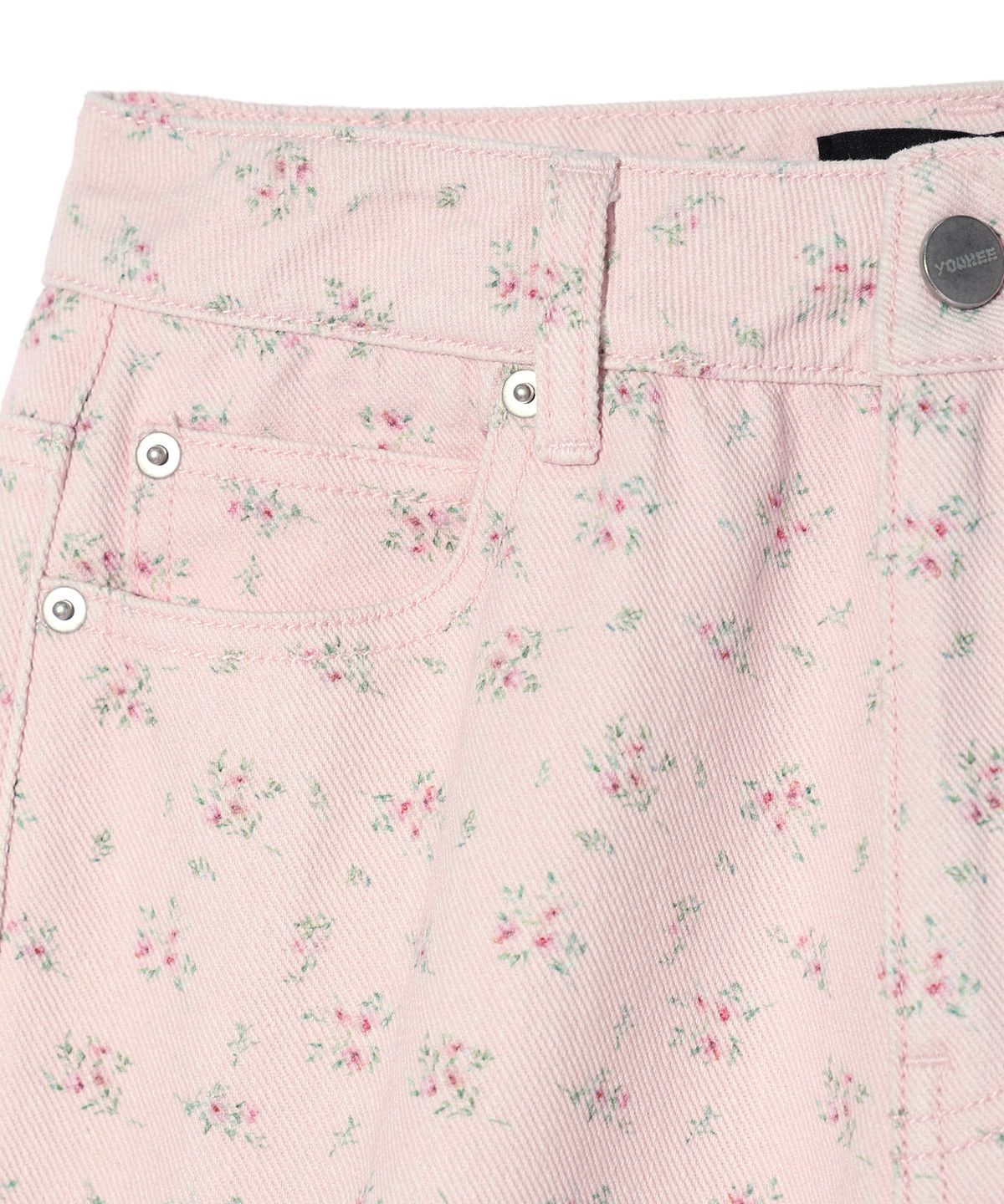 유희(YOUHEE) FLOWER PATTERN DENIM PANTS PINK
