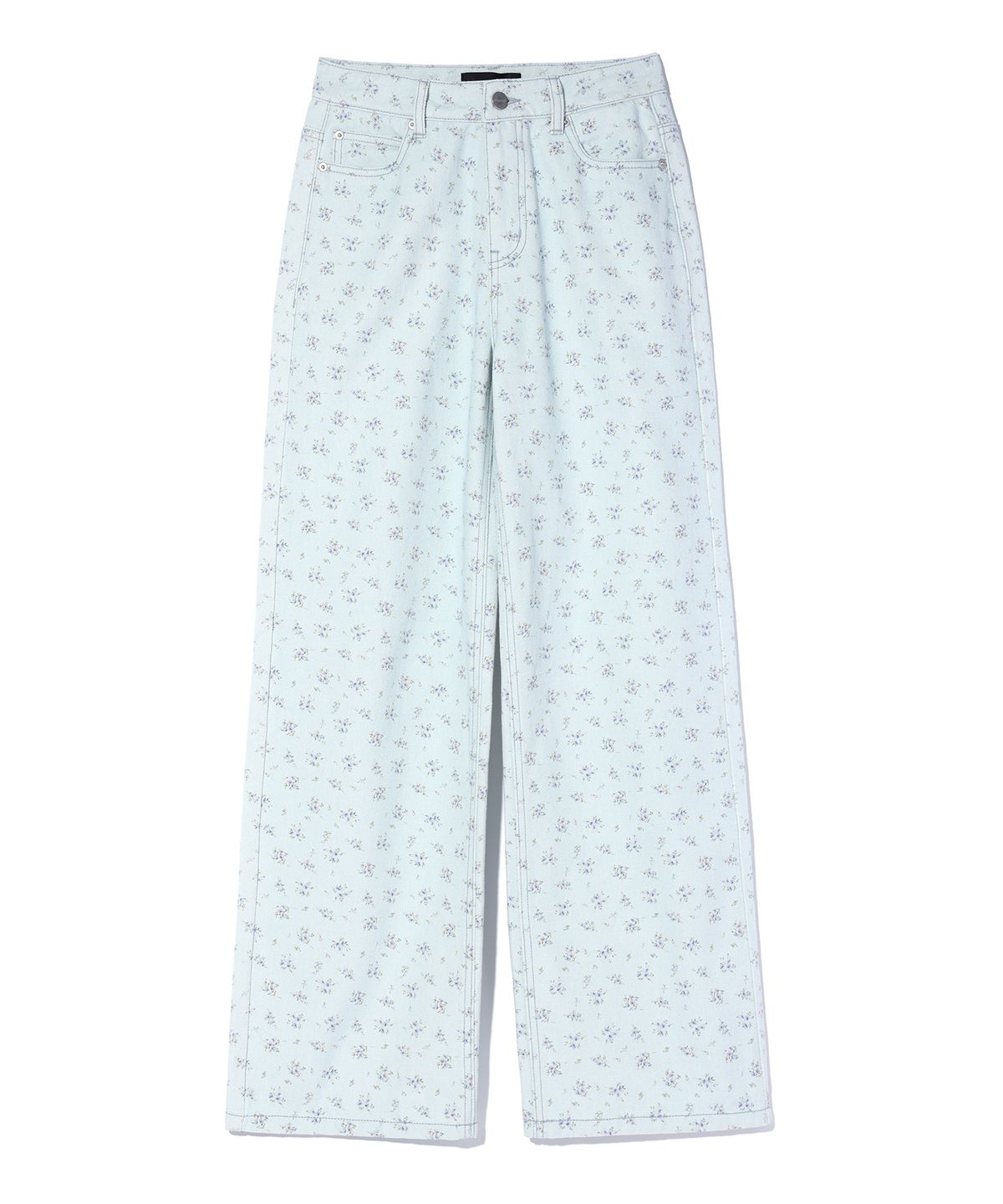 유희(YOUHEE) FLOWER PATTERN DENIM PANTS SKY BLUE