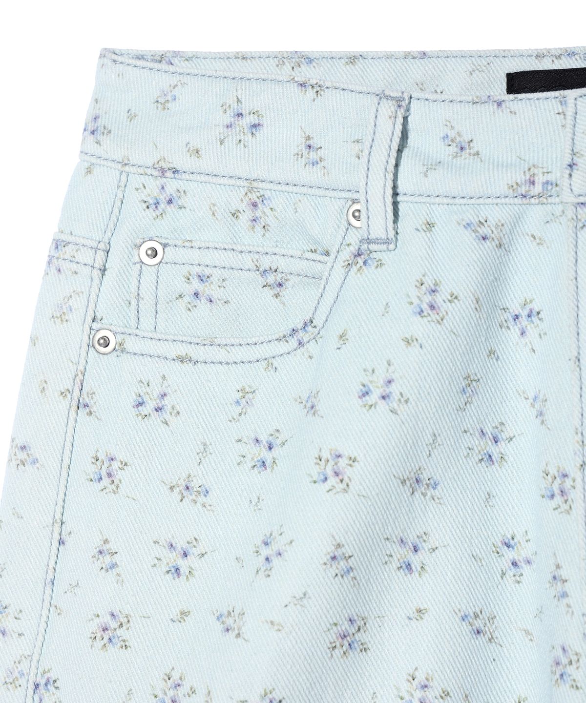 유희(YOUHEE) FLOWER PATTERN DENIM PANTS SKY BLUE