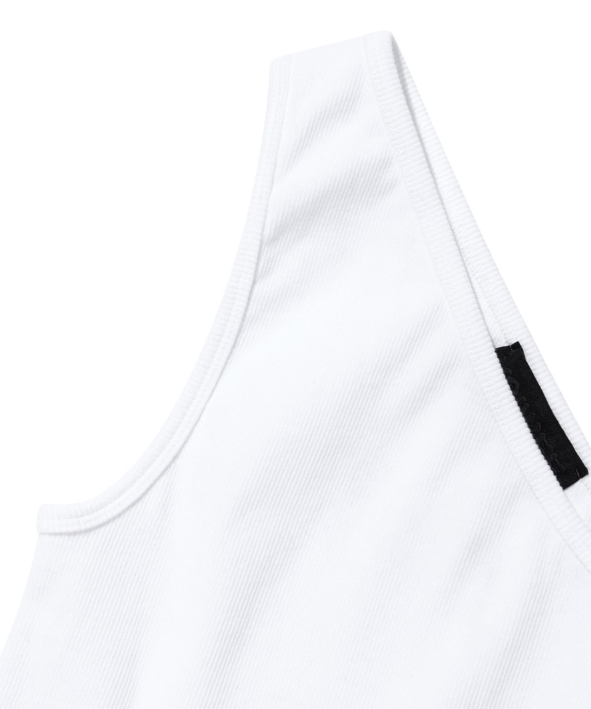 유희(YOUHEE) ONE SHOULDER LOGO SLEEVELESS WHITE