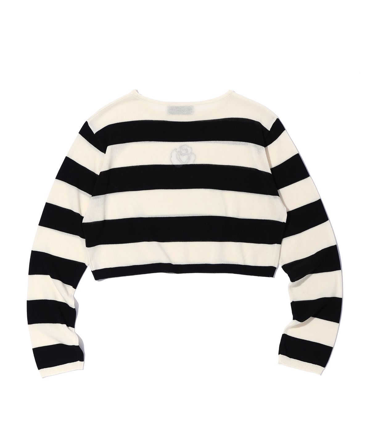 유희(YOUHEE) STRIPE FLOWER KNIT BLACK
