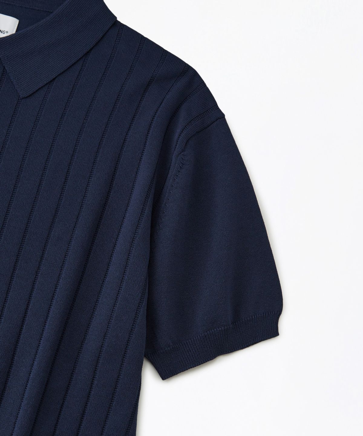 아웃스탠딩(OUTSTANDING) HS STRIPE KNIT COLLAR SHIRT_NAVY