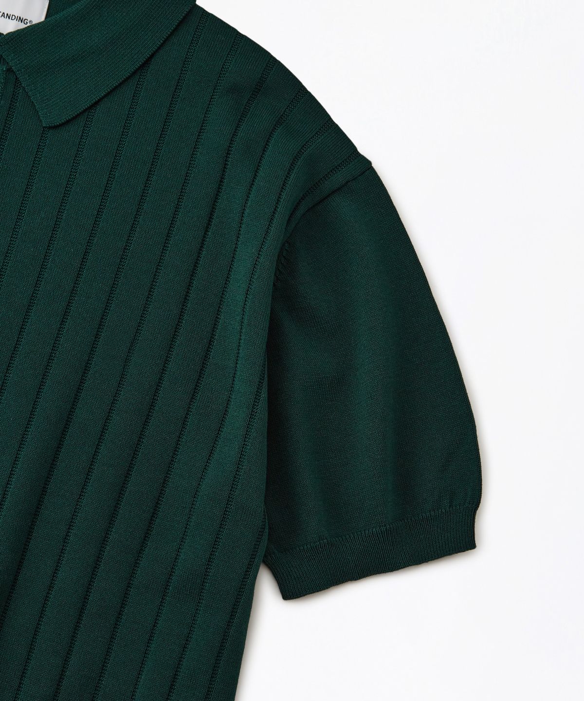 아웃스탠딩(OUTSTANDING) HS STRIPE KNIT COLLAR SHIRT_GREEN