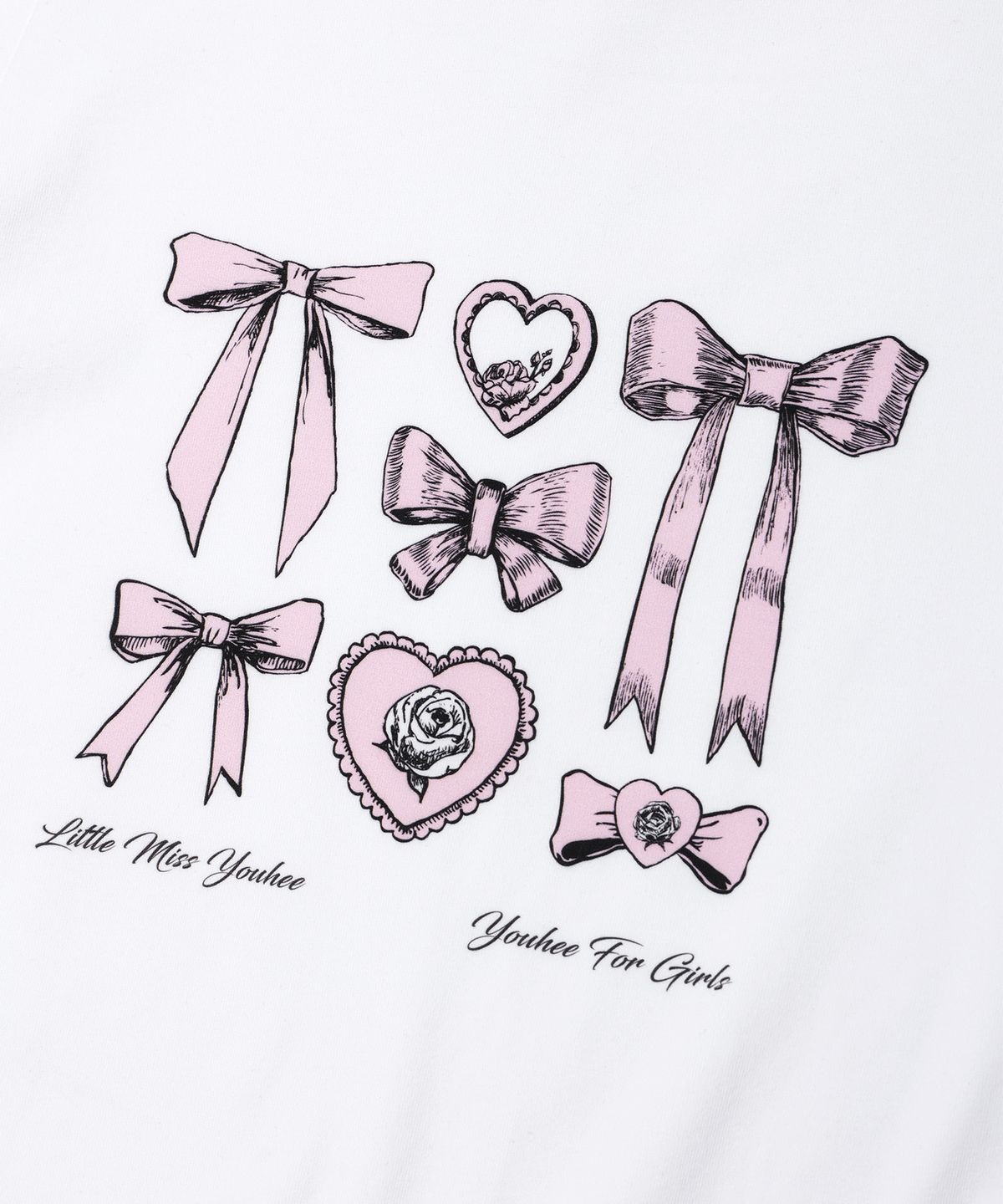 유희(YOUHEE) RIBBON GRAPHIC CROP T-SHIRTS WHITE