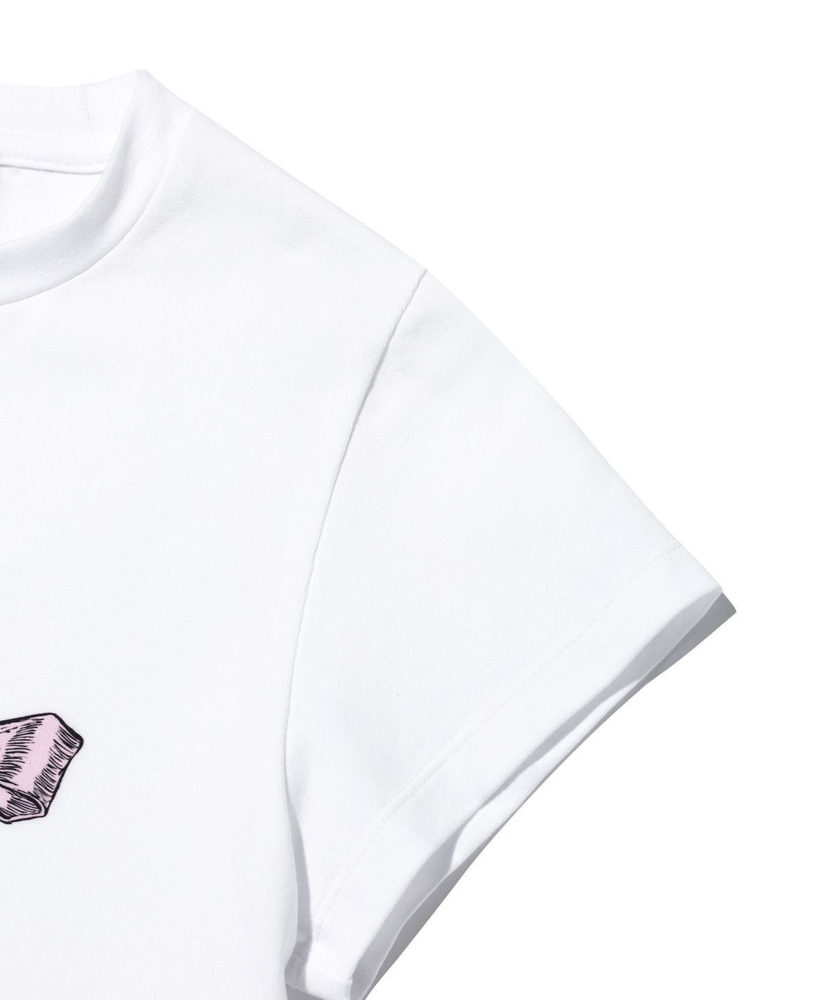 유희(YOUHEE) RIBBON GRAPHIC CROP T-SHIRTS WHITE