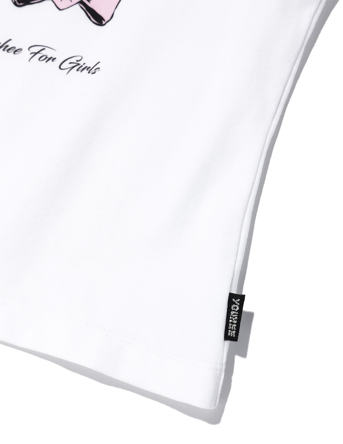 유희(YOUHEE) RIBBON GRAPHIC CROP T-SHIRTS WHITE