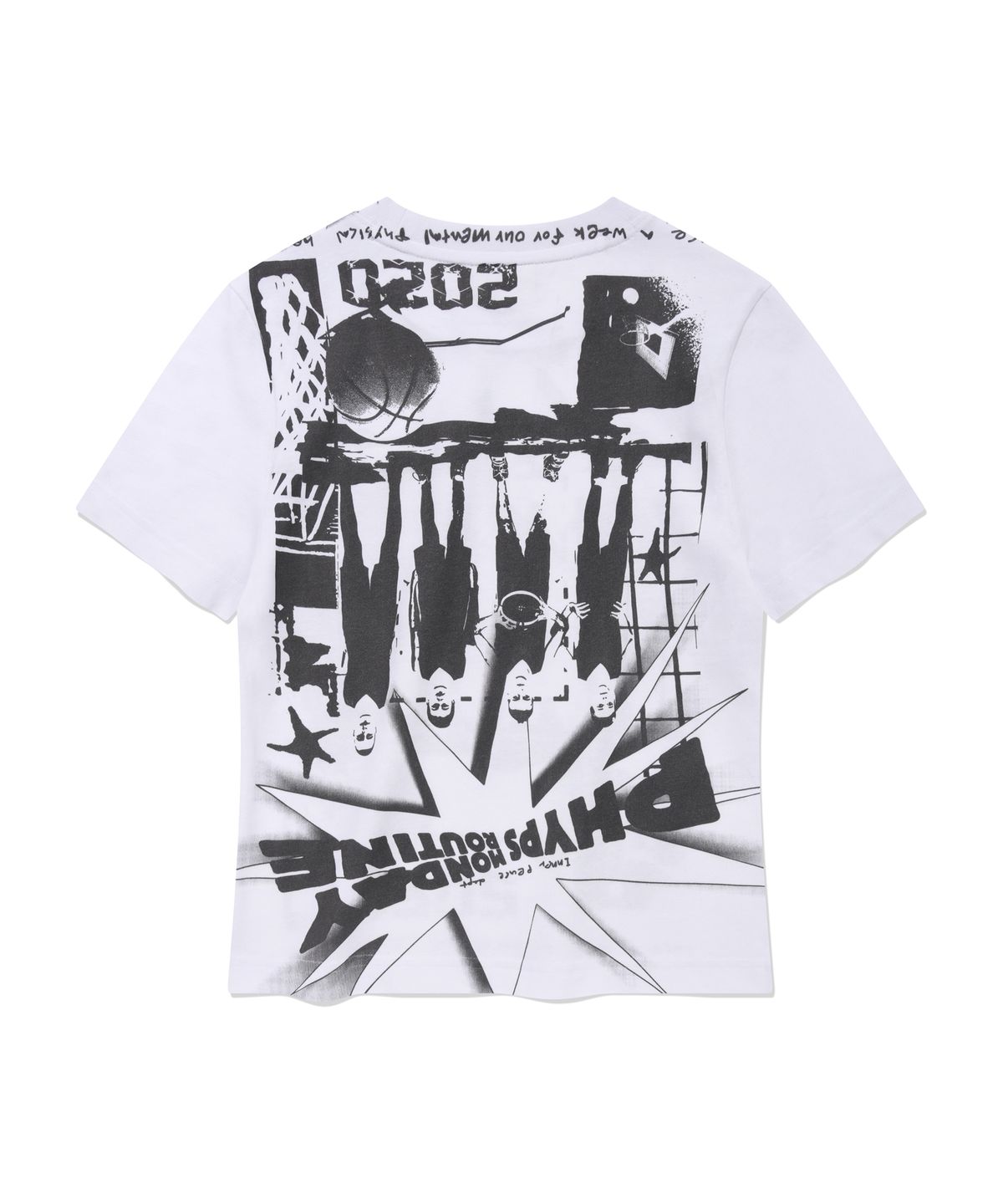 피지컬 디파트먼트(PHYSICAL DEPARTMENT) 우먼즈 카툰 베스킷볼 반팔티셔츠 화이트