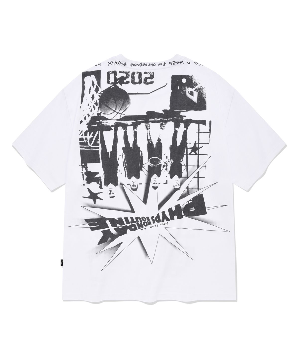 피지컬 디파트먼트(PHYSICAL DEPARTMENT) 카툰 베스킷볼 반팔티셔츠 화이트
