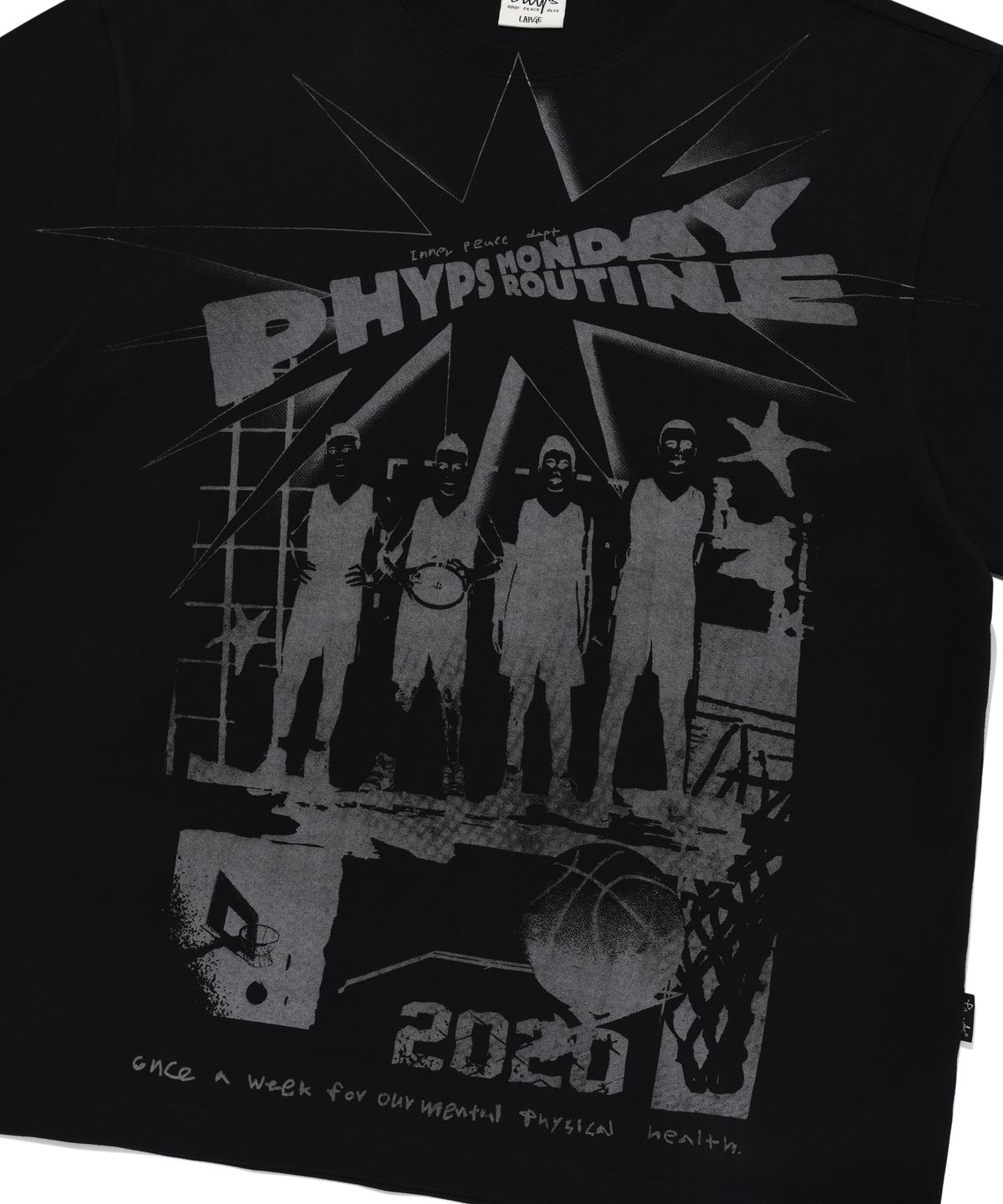 피지컬 디파트먼트(PHYSICAL DEPARTMENT) 카툰 베스킷볼 반팔티셔츠 블랙