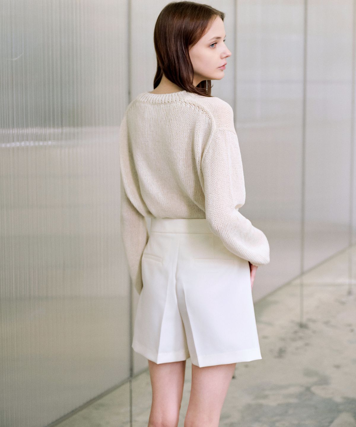 랭5(LANG5) [ANNE] SHORT SLACKS [안느] 5부 슬랙스_아이보리
