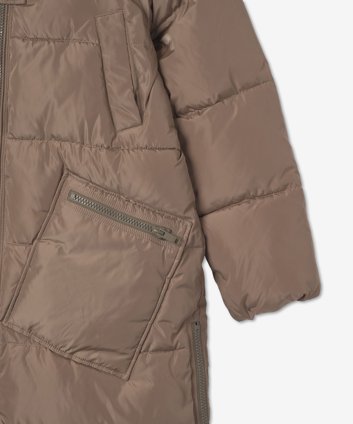 ★Ganni★ Tech Puffer Oversized Padded Fossil F7277189 Ganni Brown Tech Puffer Jacket In 189 Fossil - 48% Off