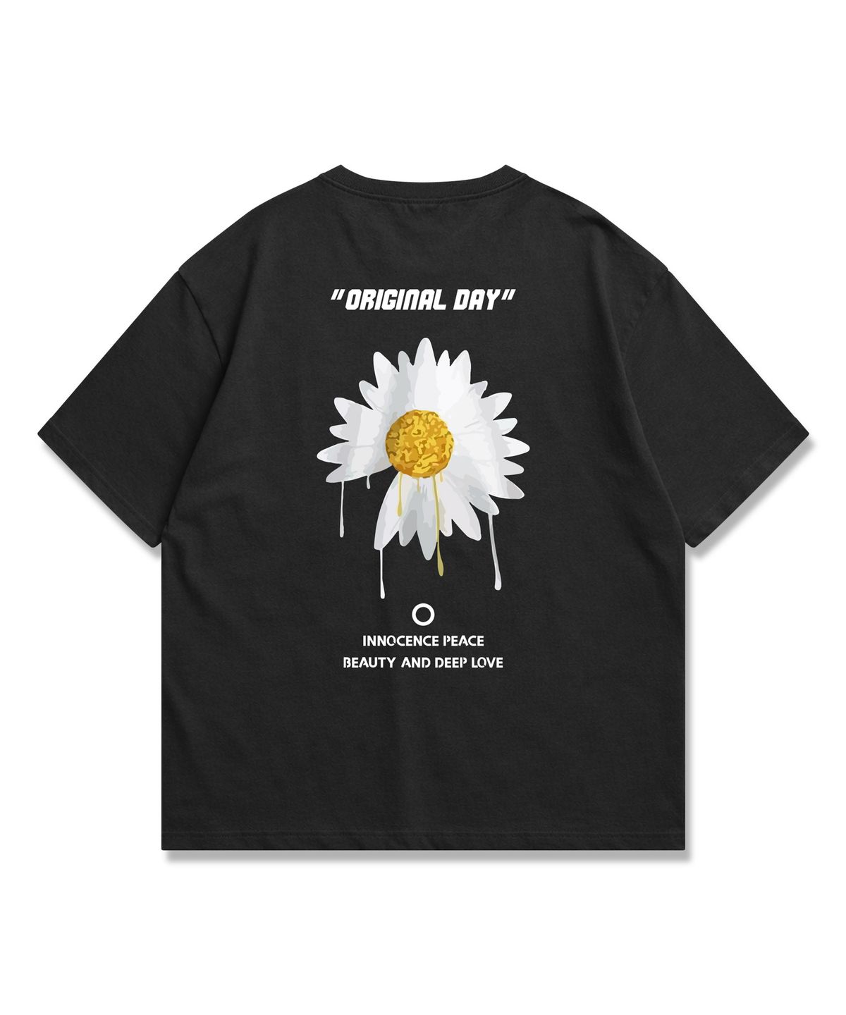 오리지널데이(ORIGINALDAY) 드로잉 플라워 그래픽 반팔 티셔츠 남녀공용 오버핏_Black