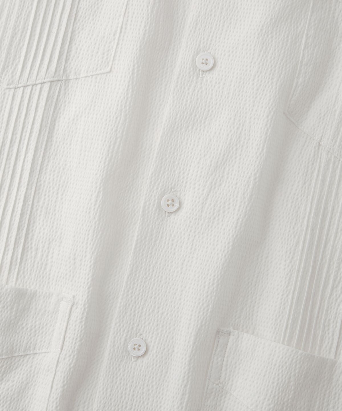 아웃스탠딩(OUTSTANDING) SEERSUCKER GUAYABERA CUBA HALF SHIRT_OFF WHITE