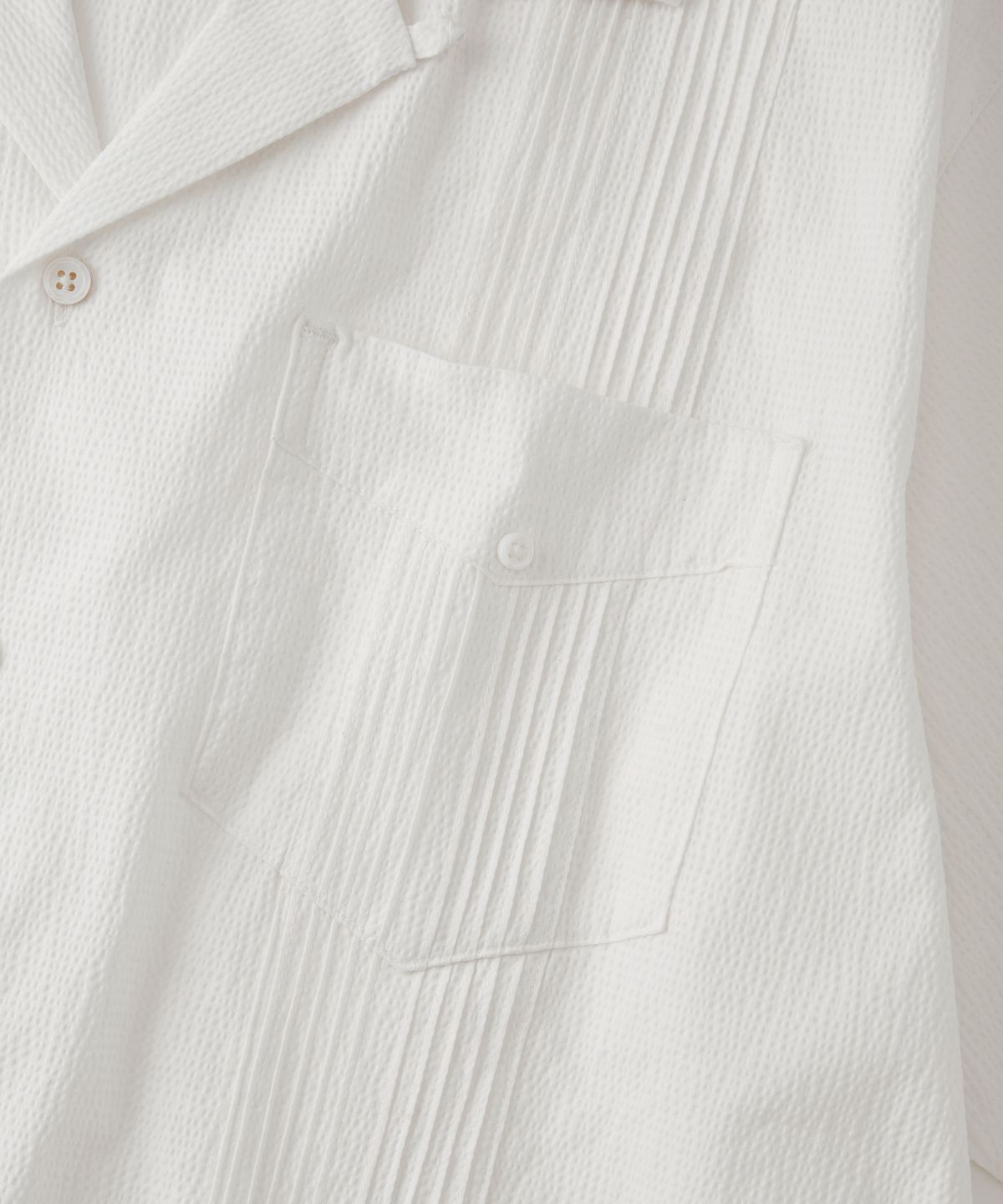 아웃스탠딩(OUTSTANDING) SEERSUCKER GUAYABERA CUBA HALF SHIRT_OFF WHITE