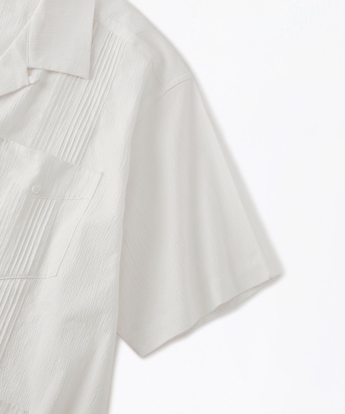 아웃스탠딩(OUTSTANDING) SEERSUCKER GUAYABERA CUBA HALF SHIRT_OFF WHITE