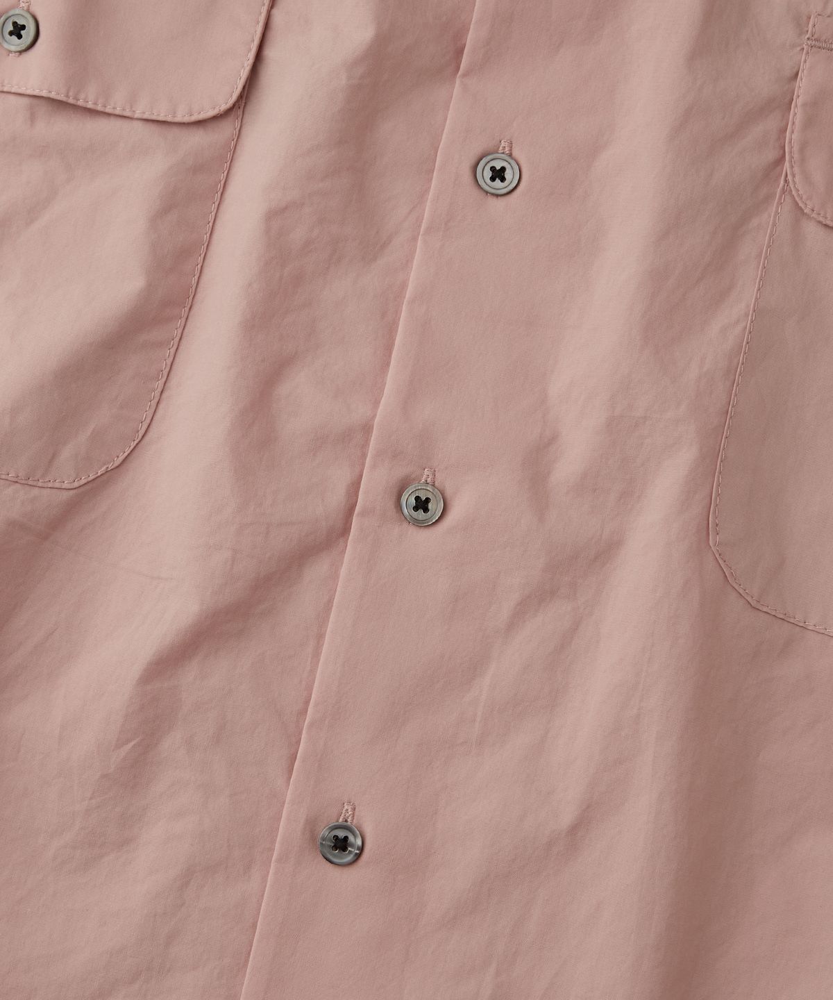 아웃스탠딩(OUTSTANDING) CHAIN STITCH OPEN COLLAR HALF SHIRT_PINK