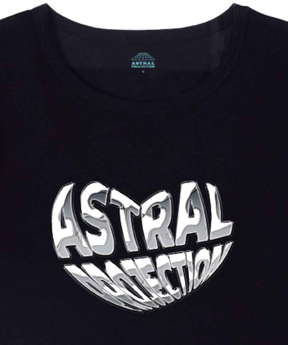 아스트랄 프로젝션(ASTRAL PROJECTION) 크롬 하트 수피마 스판 크롭티_블랙
