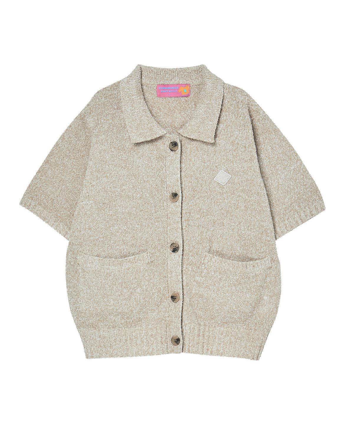 꼬모니노즈(COMONINOZ) TWO TONE HALF SLEEVE CARDIGAN [3 COLOR]