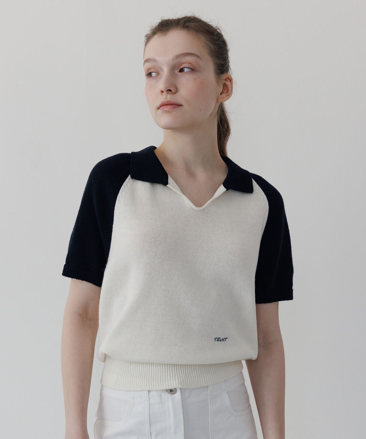 튜드먼트(TTUDEMENT) HALF SLEEVE RAGLAN KNIT IVORY