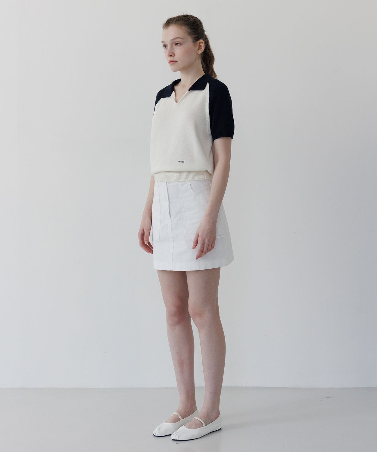 튜드먼트(TTUDEMENT) HALF SLEEVE RAGLAN KNIT IVORY