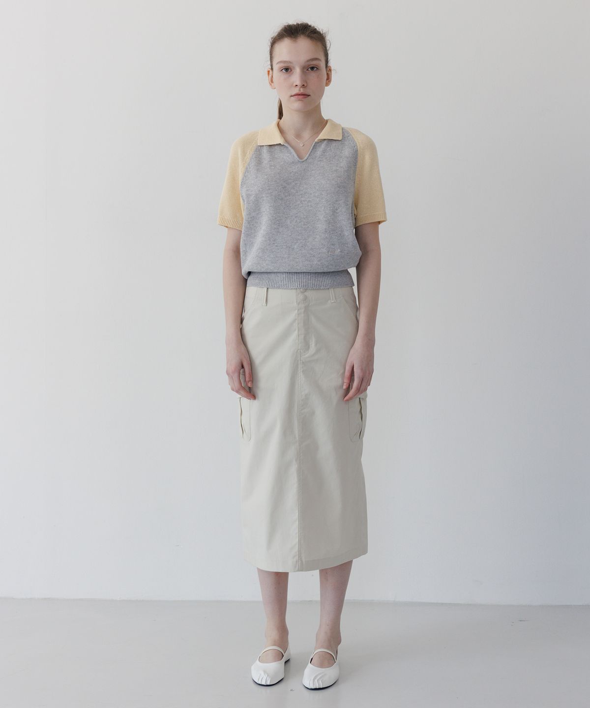 튜드먼트(TTUDEMENT) HALF SLEEVE RAGLAN KNIT GREY
