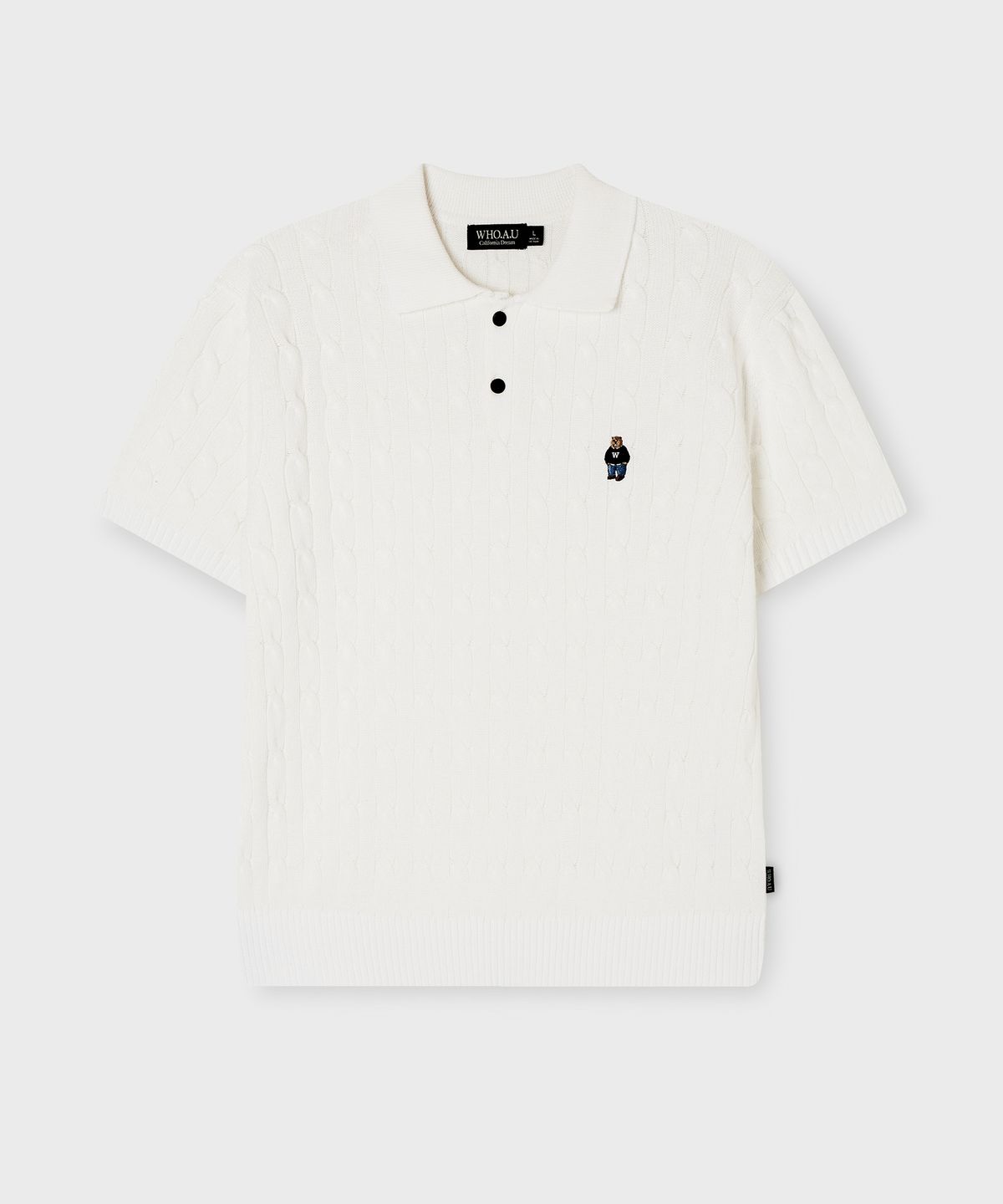 후아유(WHO.A.U) Steve Collar Cable Short Sleeve Sweater/WHKAG2424U