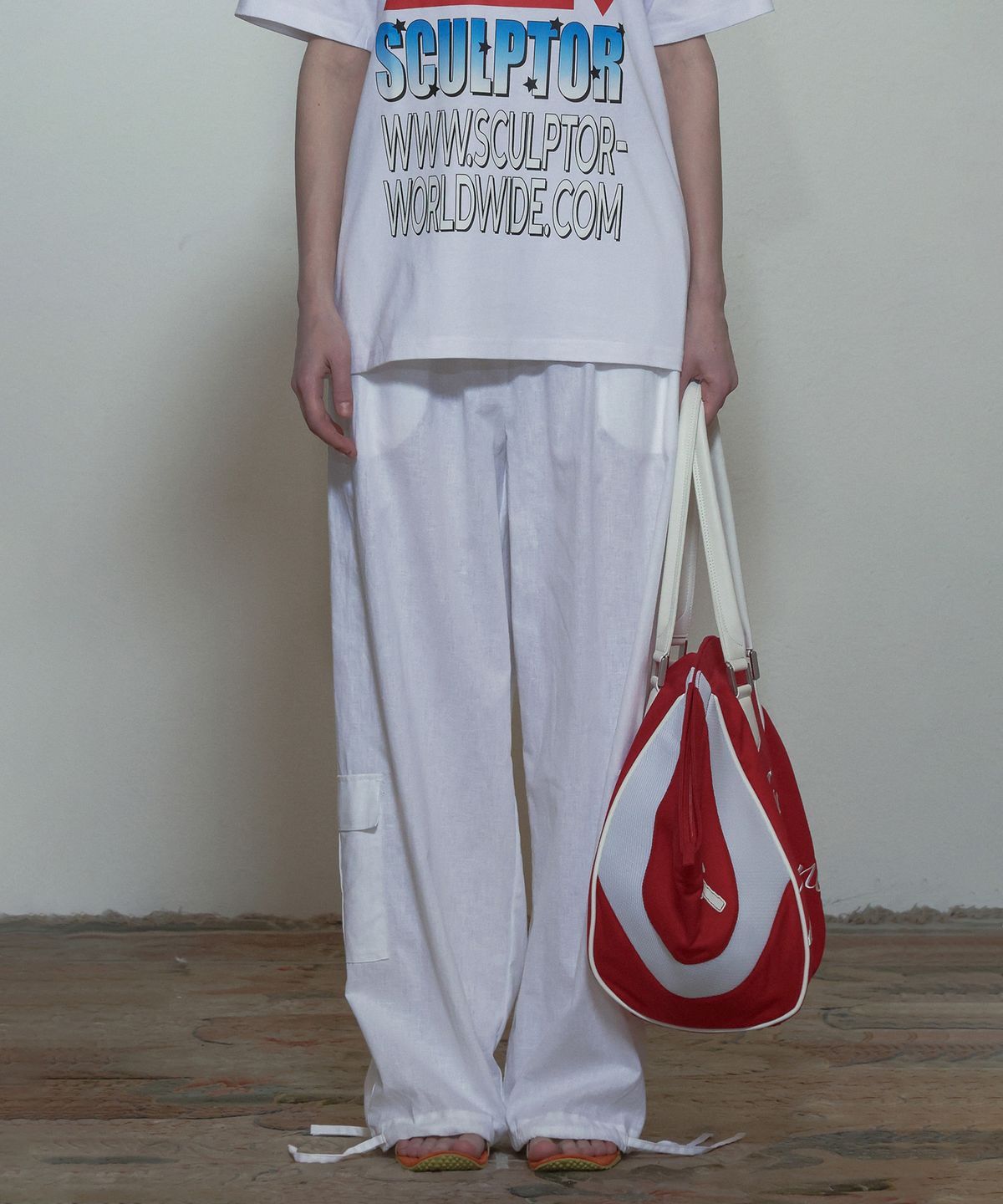 스컬프터(SCULPTOR) Linen Cargo Jogger Pants White
