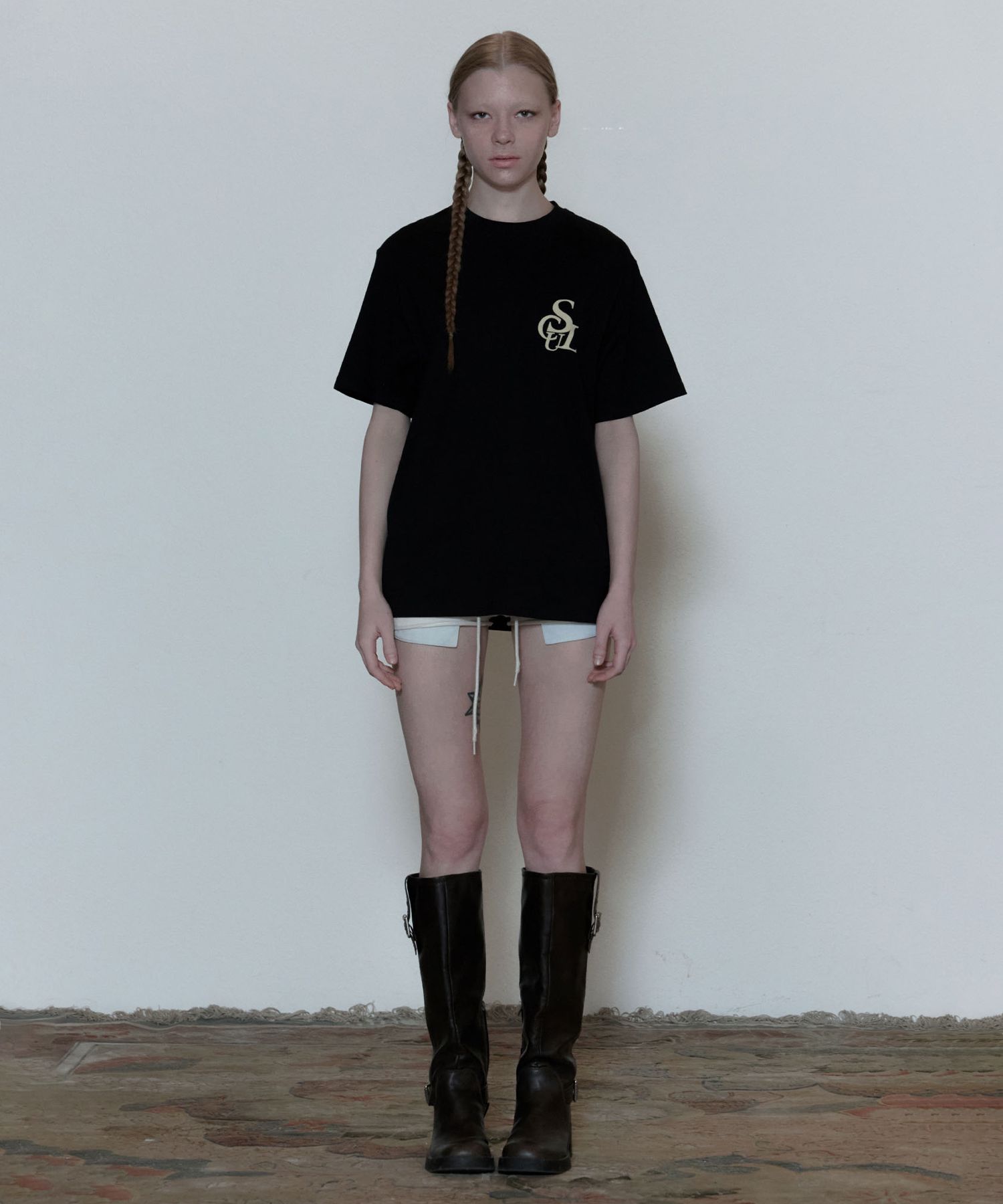 ★SCULPTOR★ Flocking Symbol Logo Tee Black SC24S232BK 스컬프터(SCULPTOR) Flocking Symbol Logo Tee Black - 사이즈