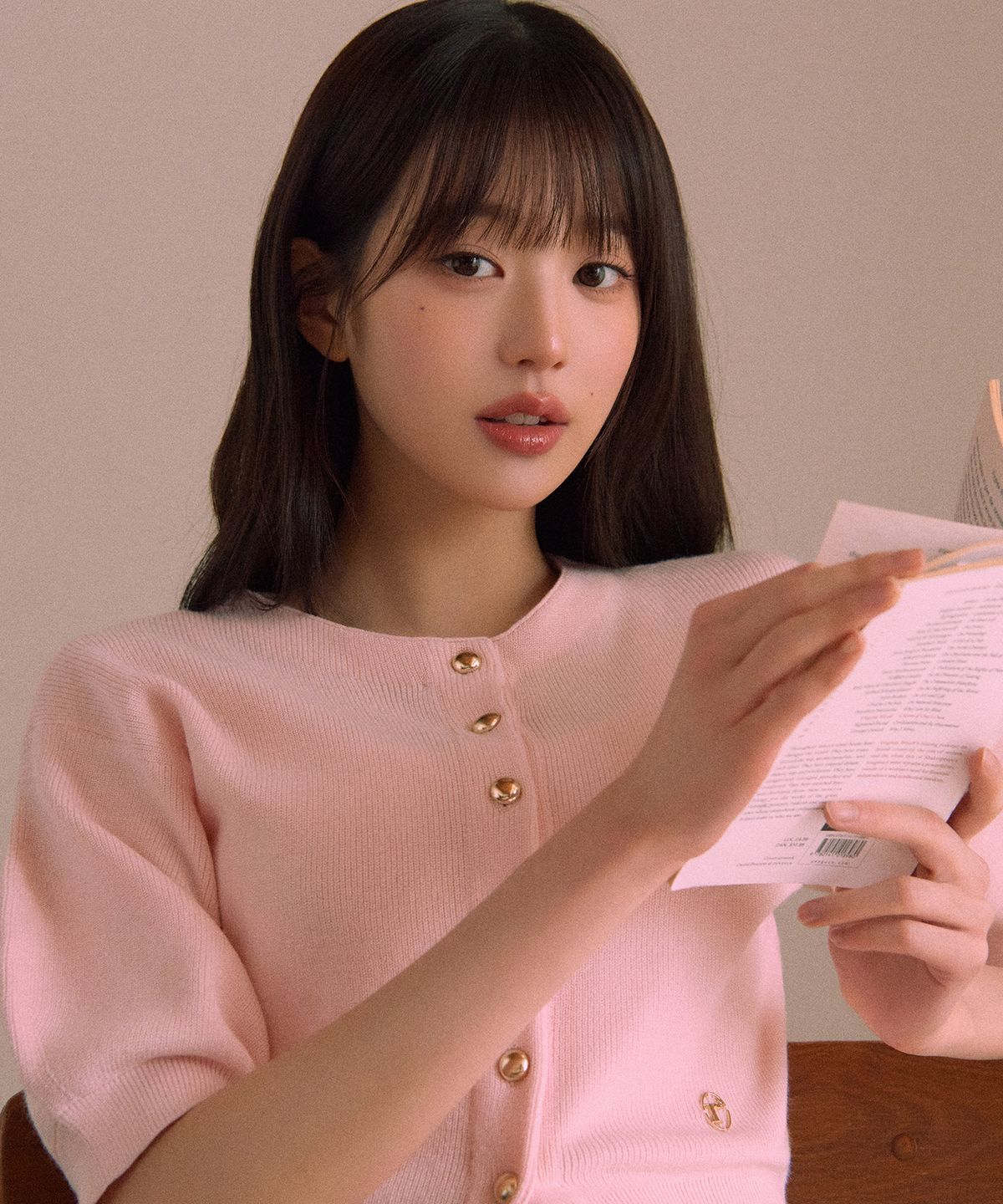 로라로라(ROLAROLA) VOLUME SLEEVE HALF CARDIGAN PINK