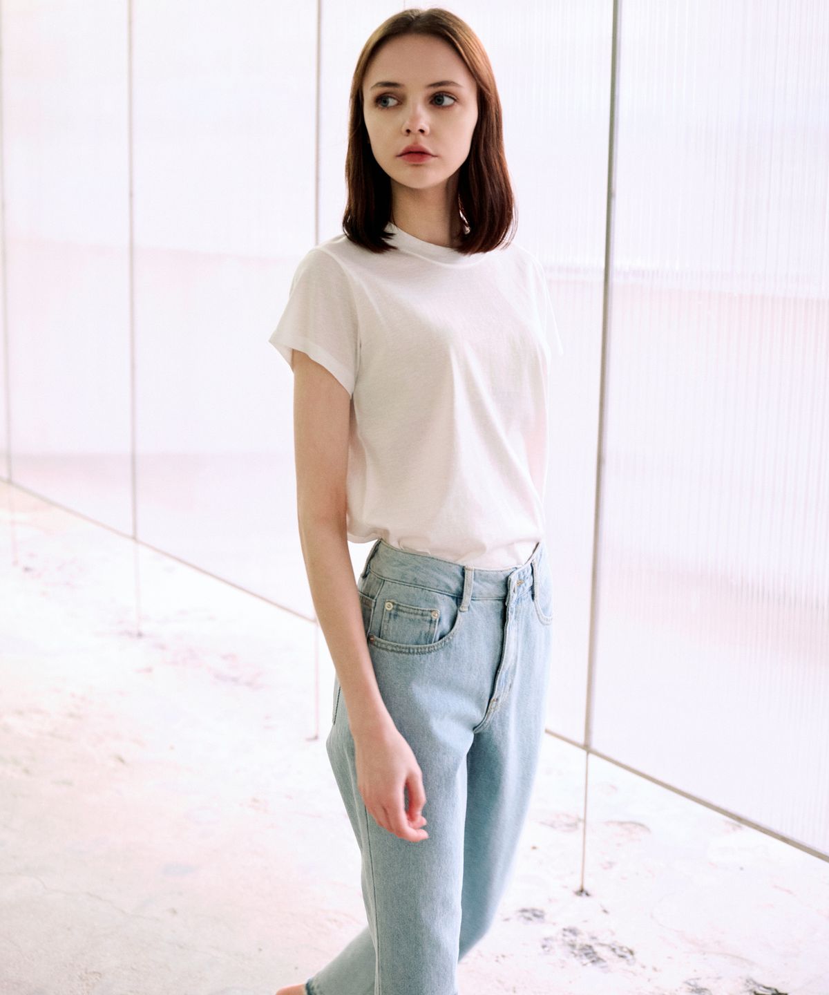 랭5(LANG5) [ILA] SILKET T-SHIRT [일라] 실켓 티셔츠_화이트