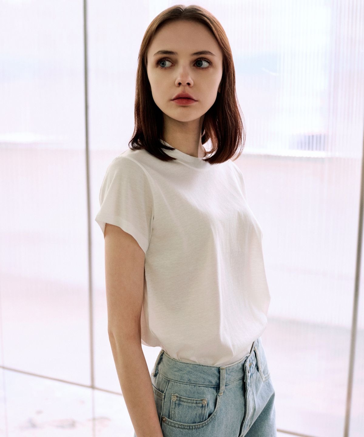 랭5(LANG5) [ILA] SILKET T-SHIRT [일라] 실켓 티셔츠_화이트