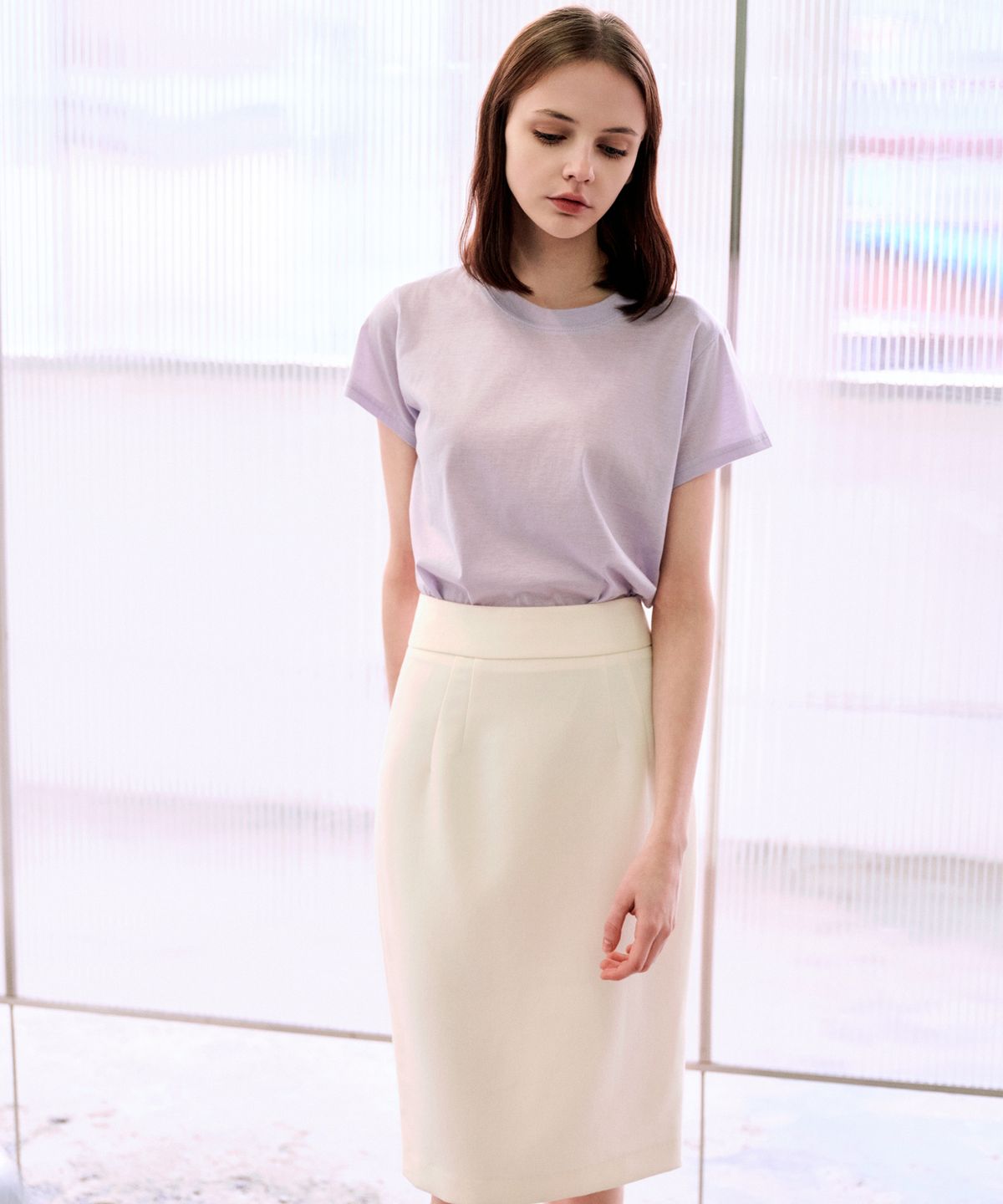 랭5(LANG5) [ILA] SILKET T-SHIRT [일라] 실켓 티셔츠_바이올렛