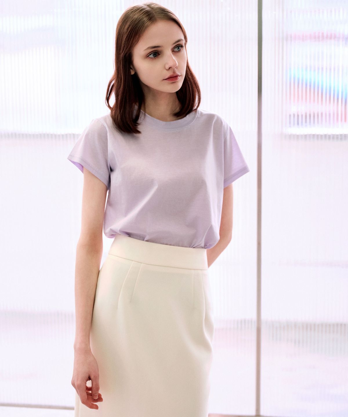 랭5(LANG5) [ILA] SILKET T-SHIRT [일라] 실켓 티셔츠_바이올렛