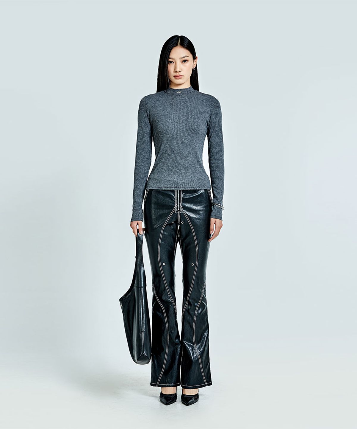 51퍼센트 포 우먼(51PERCENT FOR WOMAN) Bootcut Tunnel Linning Trouser Leather - Black(woman)