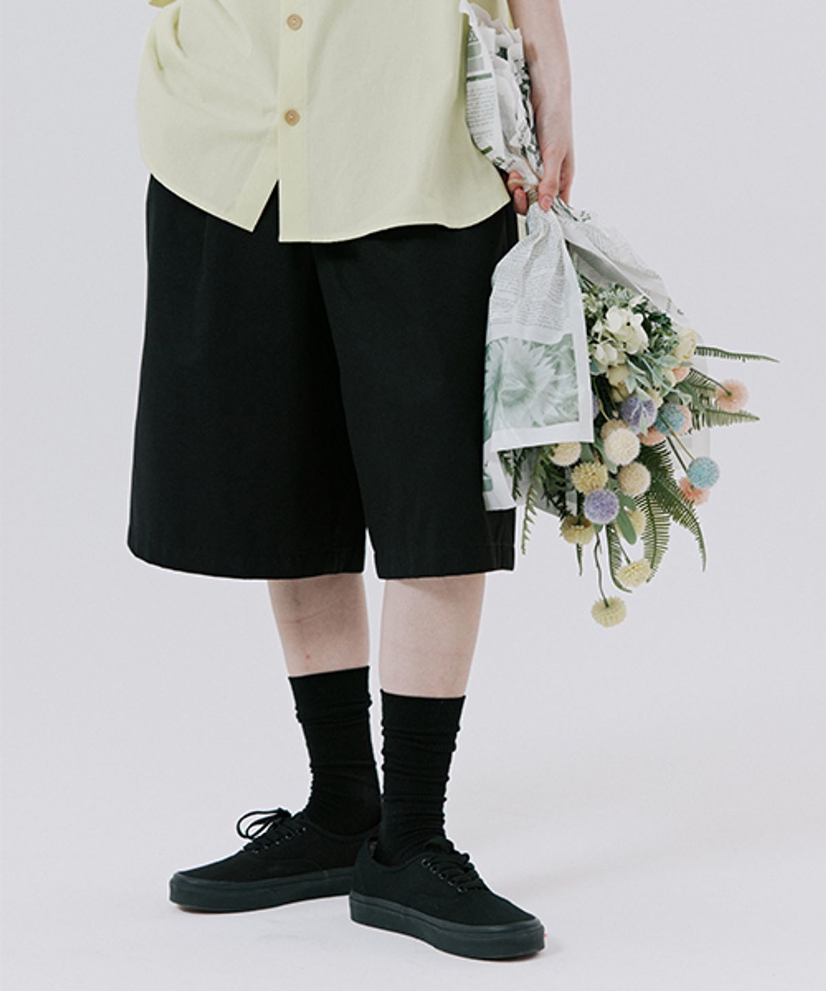 말렌(MALEN) 유니섹스 버뮤다 팬츠 블랙