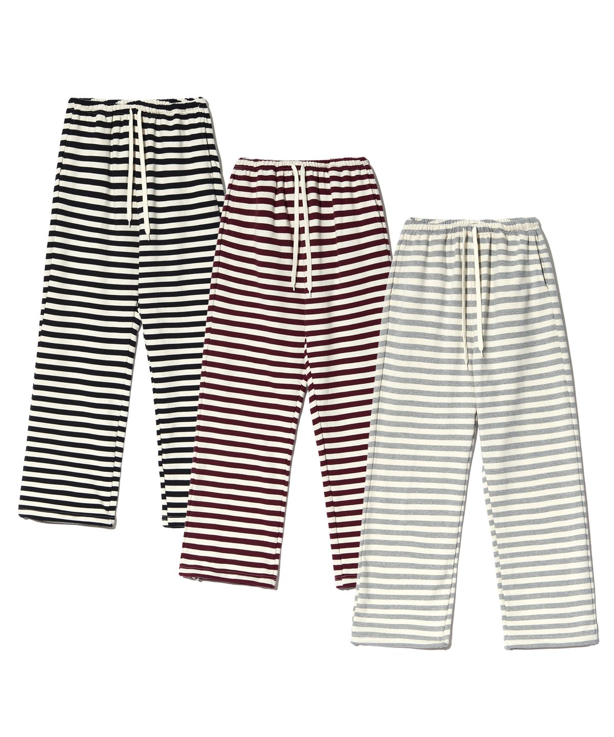피스메이커(PIECE MAKER) SOFT STRIPE SWEAT PANTS (BURGUNDY)