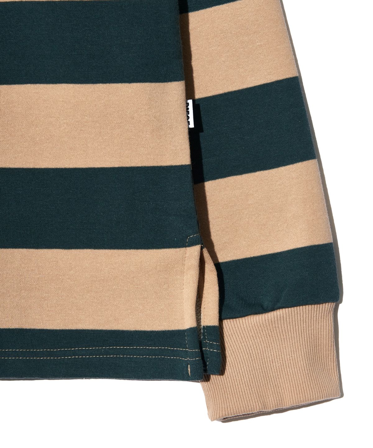 피스메이커(PIECE MAKER) LACE UP STRIPE RUGBY TEE (BEIGE)