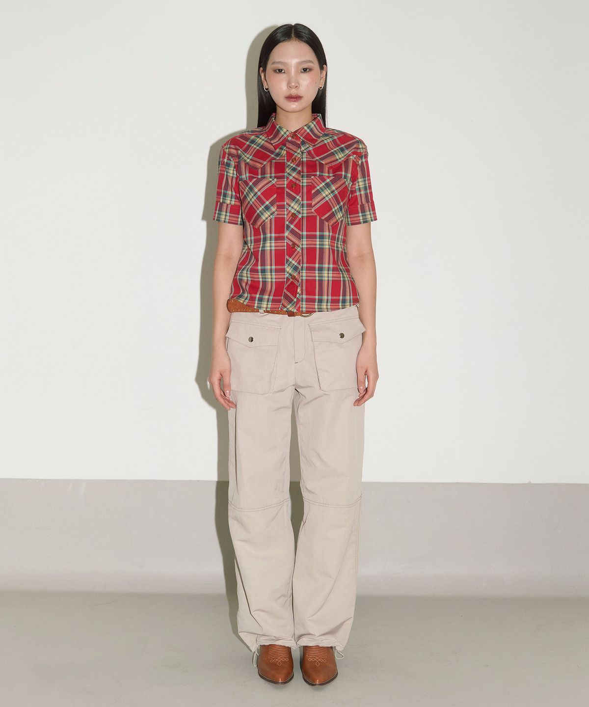 헤레틱(HERETIC) WESTERN CHECK SHORT SLEEVE SHIRT / red