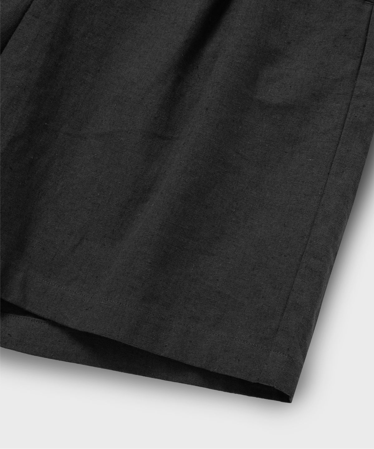 넌블랭크(NONBLANK) 와이드 핏 린넨 하프 팬츠_DARK GREY