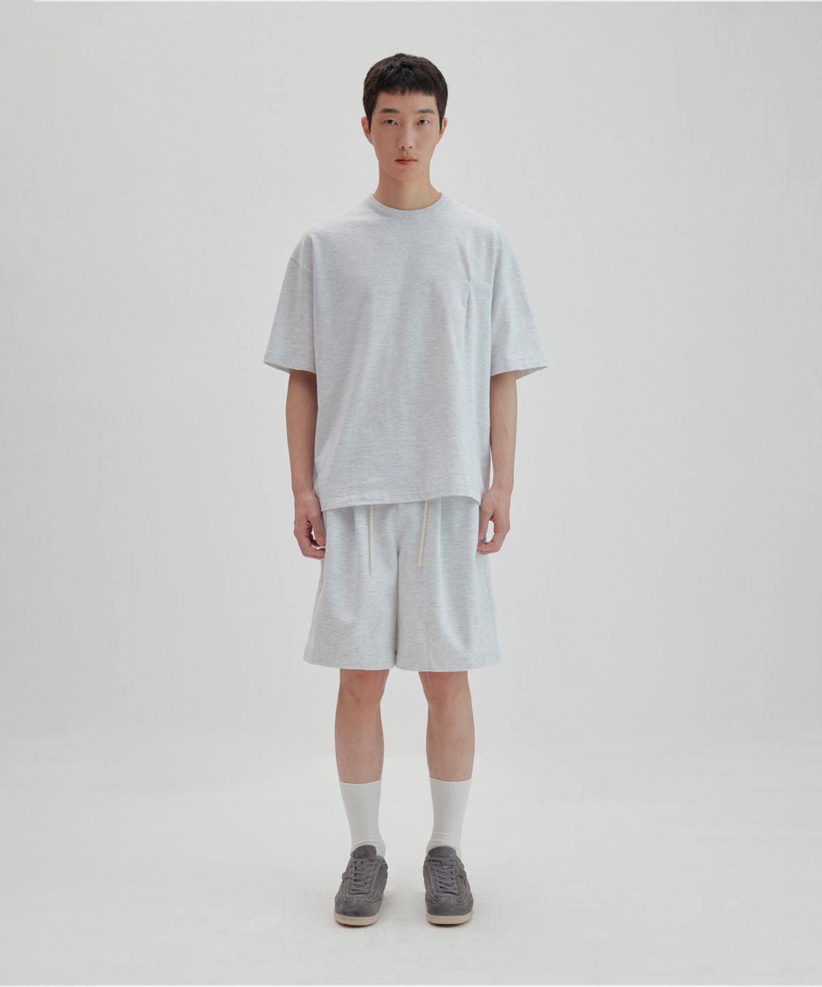 넌블랭크(NONBLANK) 벌룬 하프 팬츠_WHITE GREY