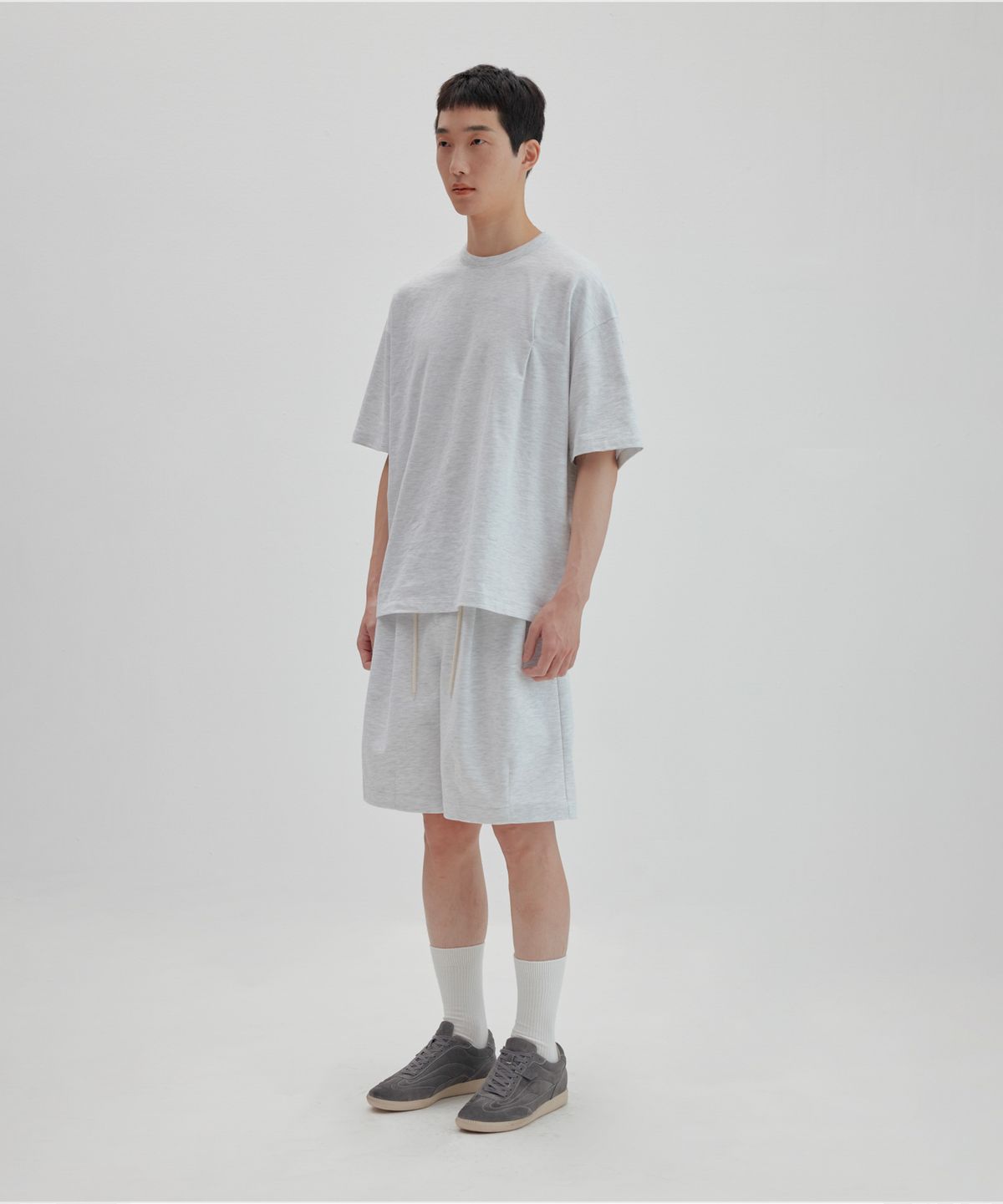 넌블랭크(NONBLANK) 벌룬 하프 팬츠_WHITE GREY