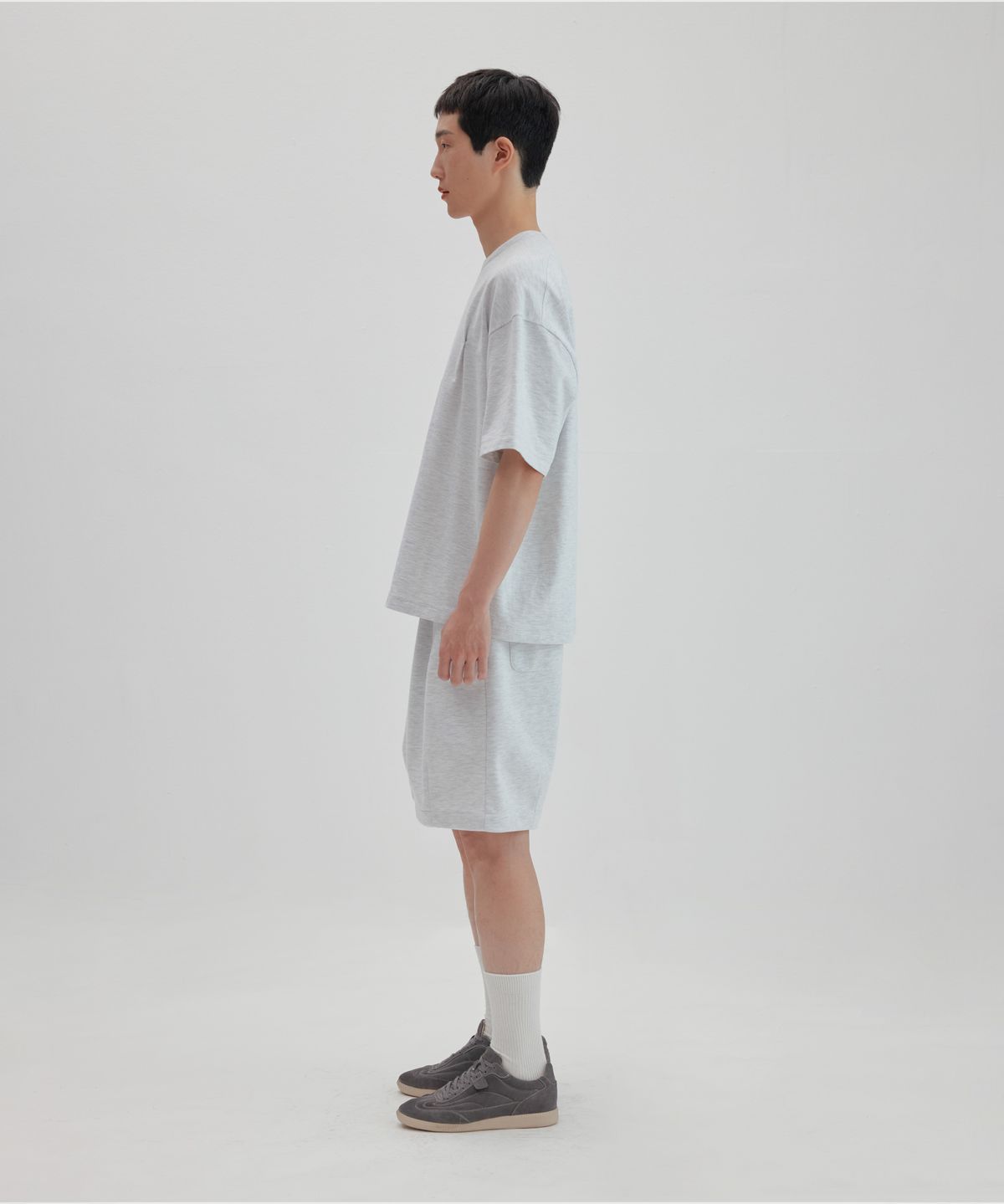 넌블랭크(NONBLANK) 벌룬 하프 팬츠_WHITE GREY