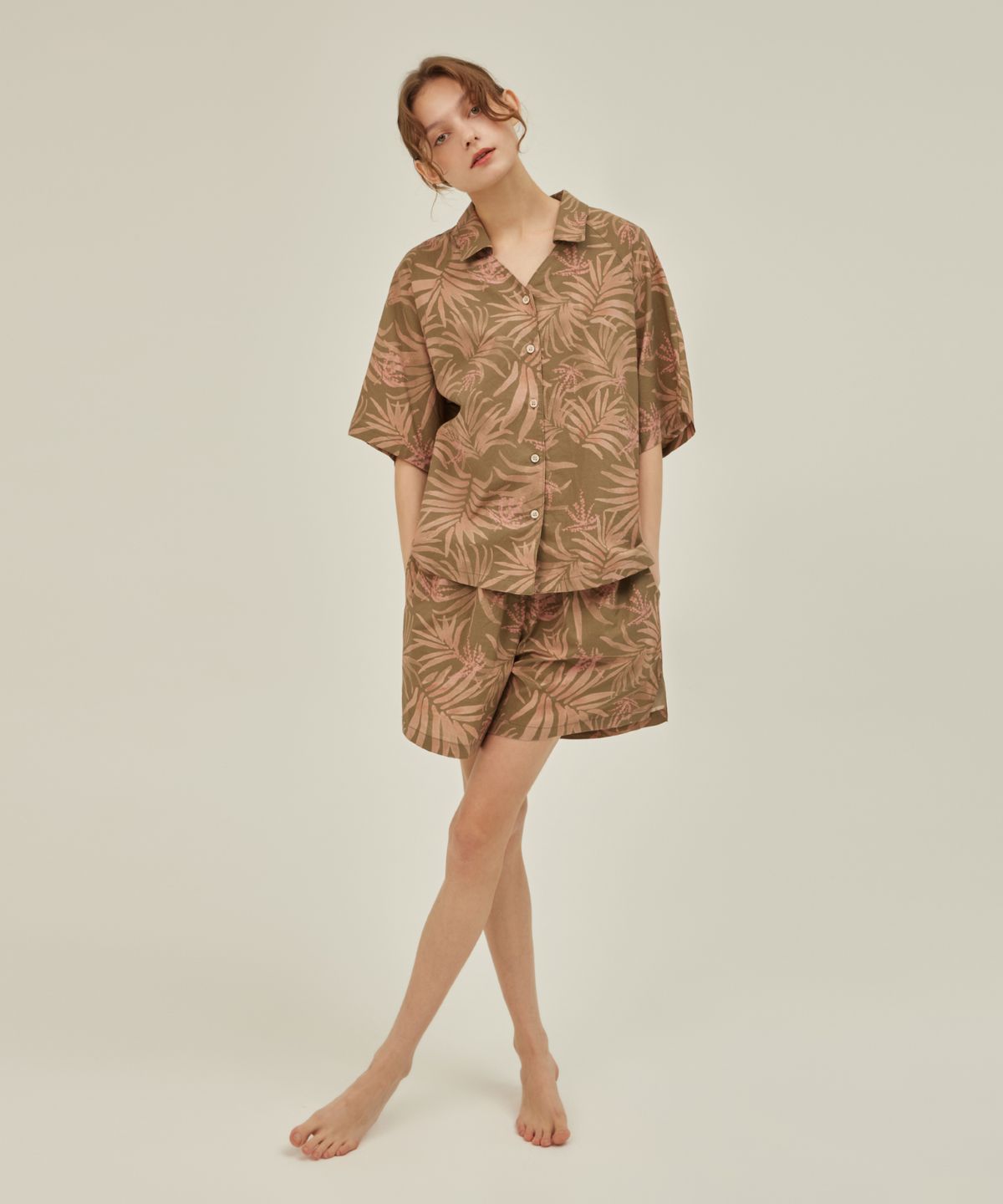 아템포(ATEMPO) BALI V-NECK PAJAMA SET_pink Sunset