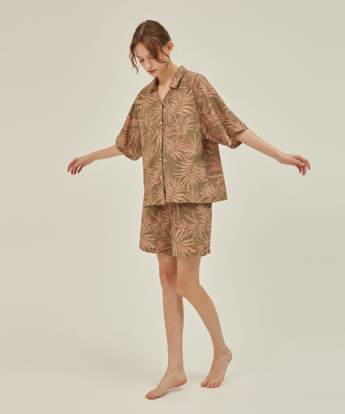 아템포(ATEMPO) BALI V-NECK PAJAMA SET_pink Sunset